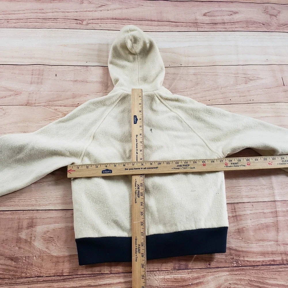 VINTAGE Woolrich Sweater‎ Youth Medium Off White Blue Zip Outdoor Fleece Boys * - Picture 6 of 10